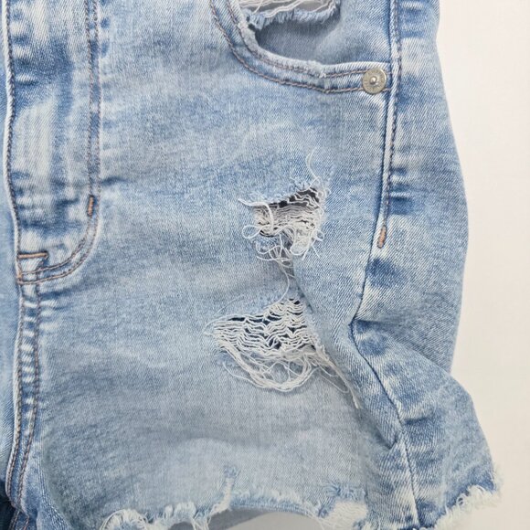 American Eagle Jean Shorts Next Level Stretch Light Wash Size 0 Distressed - Picture 3 of 9